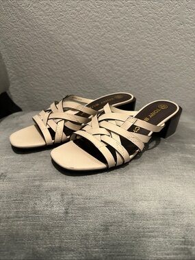 Tory Burch Cream Leather Mules